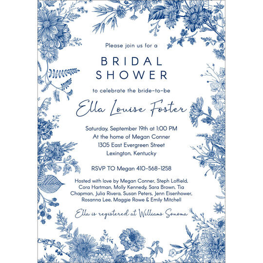 Blue Botanical Border Invitations